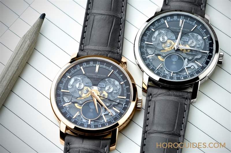 穿透面盤直視沉穩(wěn)閃耀的機芯運轉(zhuǎn)｜江詩丹頓Traditionnelle全日歷鏤雕腕表-復(fù)刻表