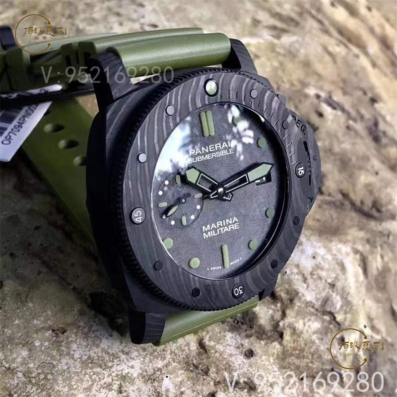 逢綠必火:VS廠沛納海961碳纖維復(fù)刻表,47mm軍綠色-復(fù)刻表