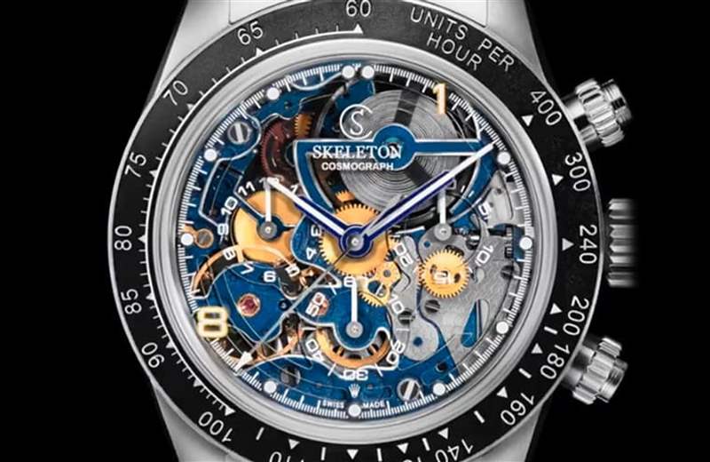 面盤可見改成雙色的機(jī)芯樣貌。（Source：SKELETON CONCEPT）