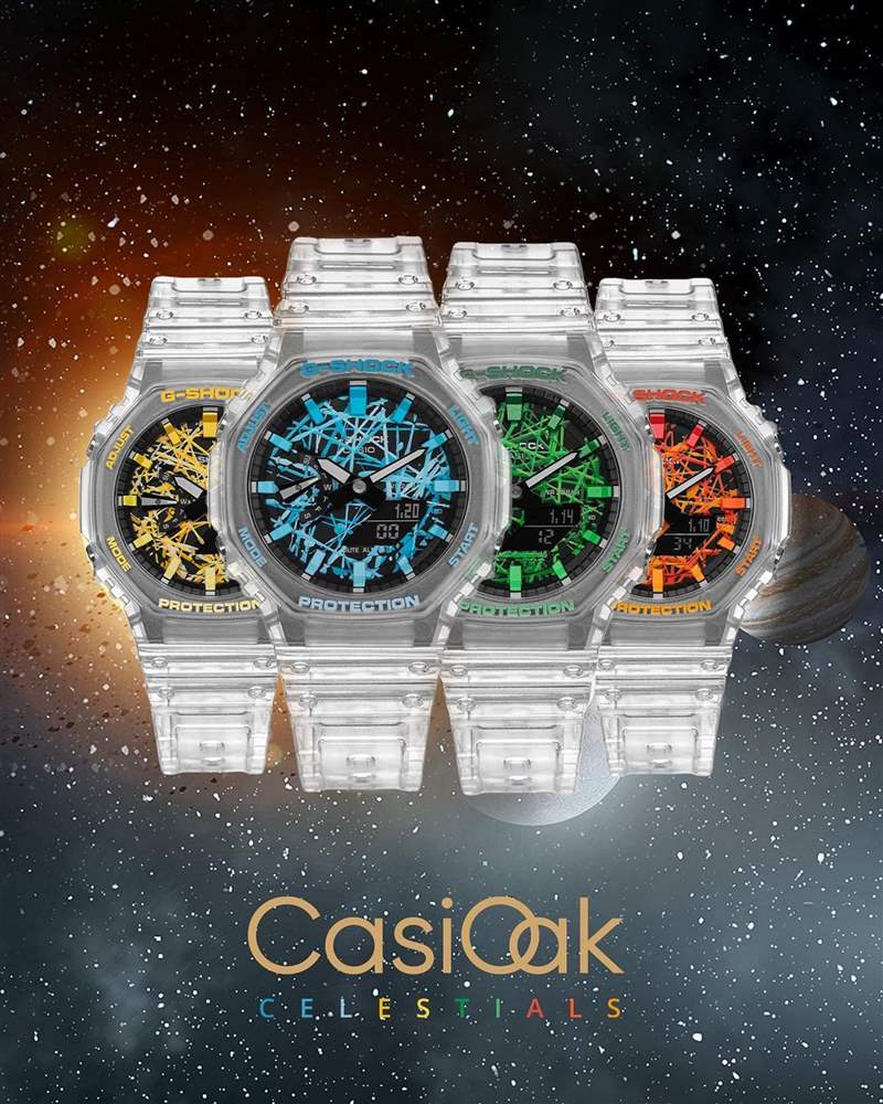 IFL Watches與The Dial Artist嶄新開發(fā)CasiOak Celestial系列，將天體主題帶入農(nóng)家橡樹手表，并用抽象手繪結(jié)合彩色詮釋不同行星。 （Source：iflwatches）