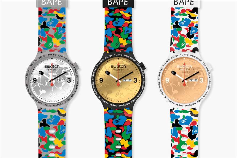 斯沃琪聯(lián)名Swatch X Bape 東京多迷彩版-復(fù)刻表