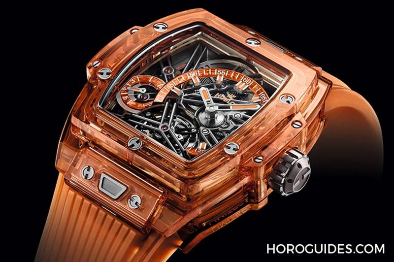 HUBLOT - 高透光冰橙色！ Hublot Spirit of Big Bang冰橙藍(lán)寶石陀飛輪五日鏈腕表