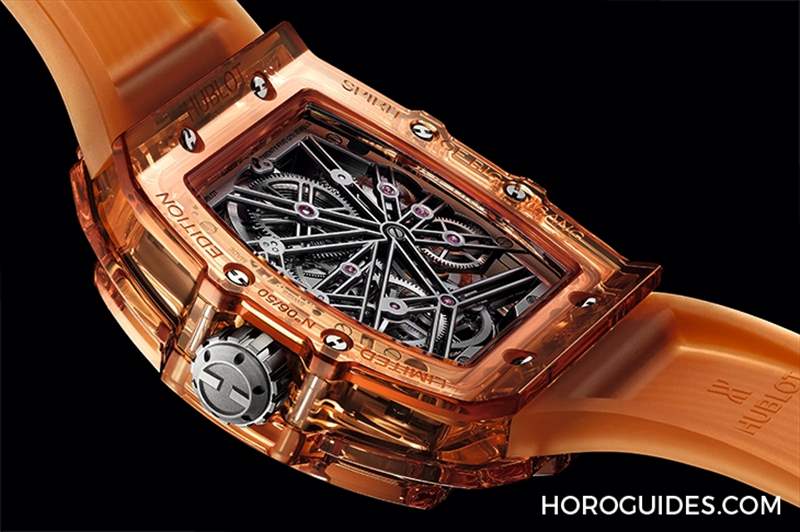 HUBLOT - 高透光冰橙色！ Hublot Spirit of Big Bang冰橙藍(lán)寶石陀飛輪五日鏈腕表