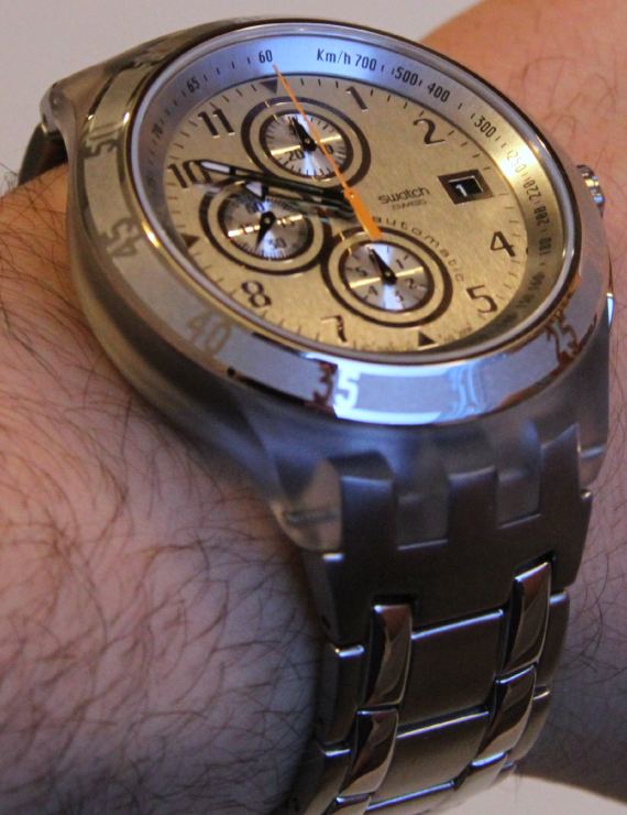 Swatch Automatic Chrono Silver Class 9 斯沃琪全銀自動計時手表-復(fù)刻表