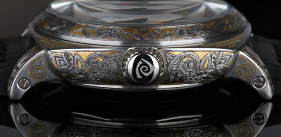 Magrette Taniwha watch 3 馬格萊特谷花鐫刻金鑲嵌腕表-復(fù)刻表