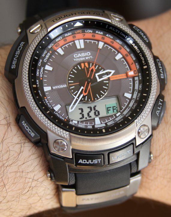 Casio PAW-5000 8 卡西歐探路者四分之一黃PAW-5000手表-復(fù)刻表