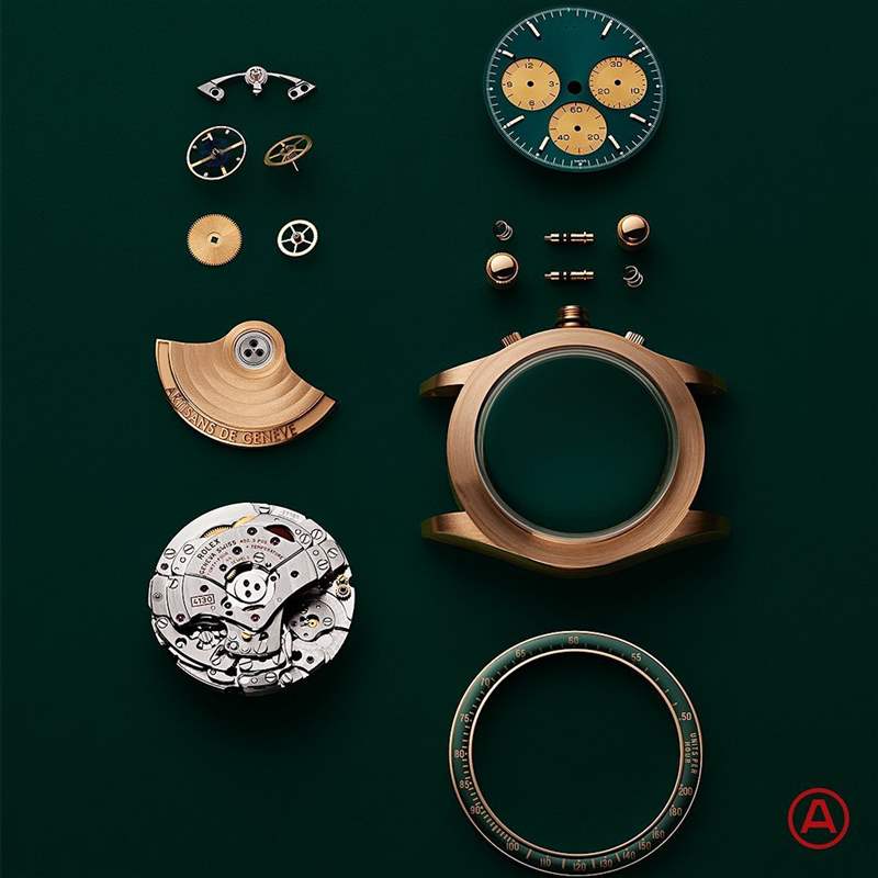 綜觀Daytona 116508 Honey Green，同樣可以找到三處Artisans de Genève精心改造的橋段，以下一一了解：（IG@artisansdegeneve）
