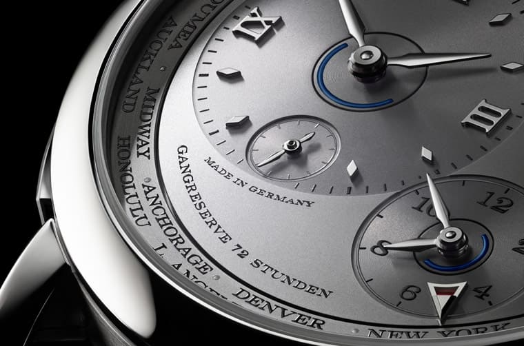 朗格Lange 1 Time Zone兩地時(shí)間手表新增專賣店限定鉑金銀灰面-復(fù)刻表