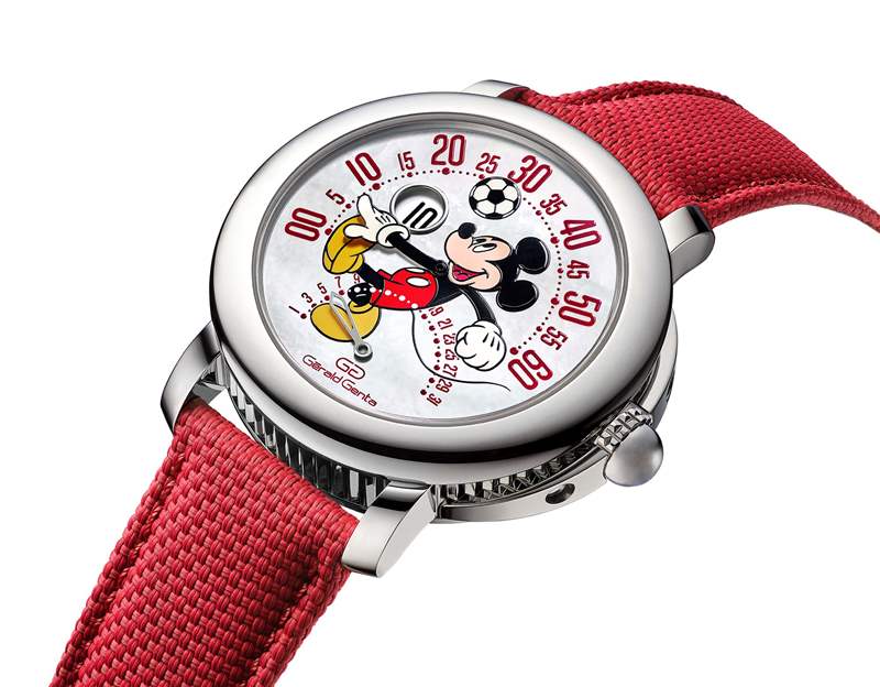 Gerald Genta推出Arena Bi-Retrograde Mickey Mouse數(shù)字跳時(shí)雙逆跳腕表:米老鼠踢足球 Gerald Genta推出Arena Bi-Retrograde Mickey Mouse數(shù)字跳時(shí)雙逆跳腕表:米老鼠踢足球-復(fù)刻表