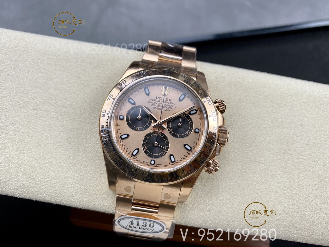 Clean廠(chǎng)C廠(chǎng)勞力士迪通拿全玫瑰金腕表4130機(jī)芯版本詳細(xì)評(píng)測(cè)-復(fù)刻表